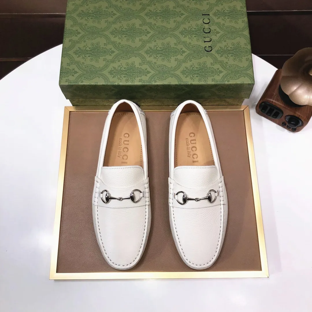 Men's Men's Shoes💰420💰[Gucci GUCCI] (High-end Niuli) New 🍀Gucci*-Gucci Peas Shoes! Made of imported original cowhide, the inner top layer is comfortable cowhide lining! Original wear-resistant rubber outsole! High quality products! Code number 38-44!